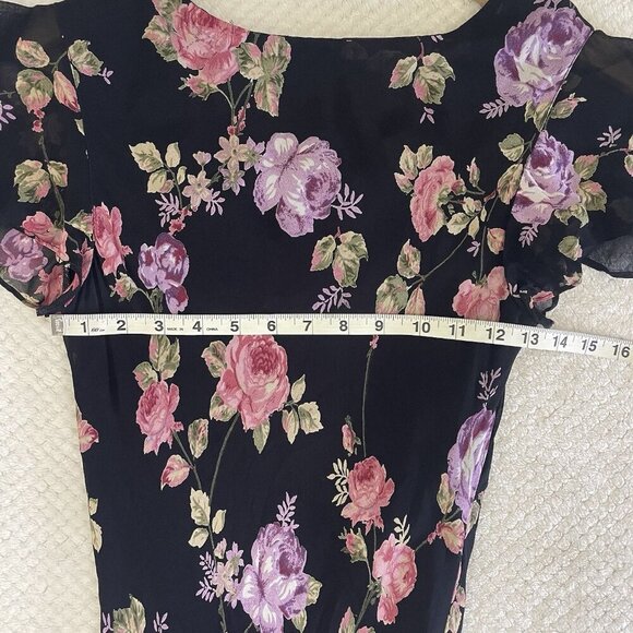 VTG Lola P Womens Y2K 90s Black Floral Maxi Slip Dress Size S Fairy Whimsigoth - Picture 11 of 14